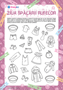 Puzzle de colorat „Ziua spălării rufelor”