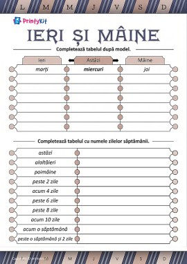Determinarea denumirilor zilelor săptămânii