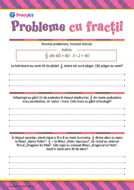 Rezolvăm probleme de aflare a fracției dintr-un număr