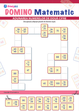 Domino matematic: adunarea numerelor din două cifre
