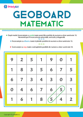 Geoboard matematic: adunarea în limitele numărului 10