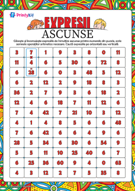 Expresii ascunse: tabla înmulțirii
