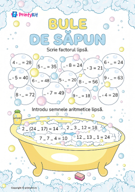 Bule de săpun: tabla înmulțirii