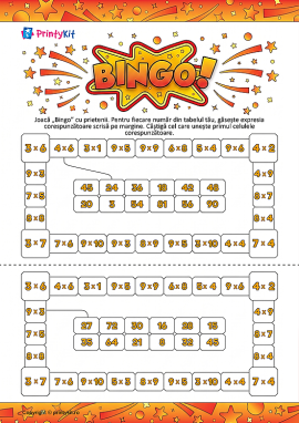 Bingo: tabla înmulțirii