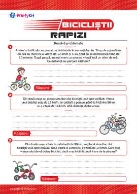 Bicicliști rapizi: calculăm viteza, distanța și timpul