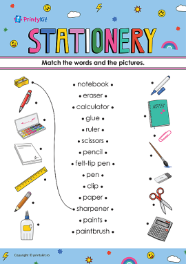 Stationery (Papetărie) – match words and pictures