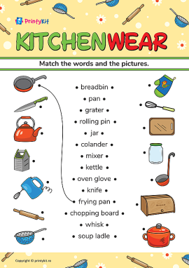 Kitchenwarе (Veselă și ustensile de bucătărie în limba engleză) – match words and pictures