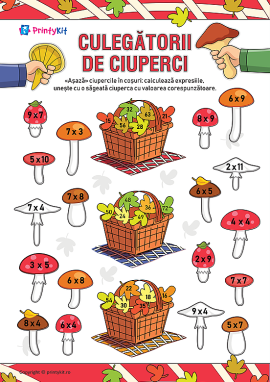 Culegătorii de ciuperci: antrenament pentru tabla înmulțirii