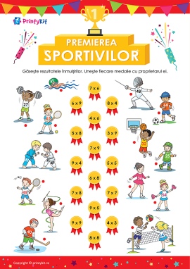 Premierea sportivilor: antrenament pentru tabla înmulțirii numerelor de la 5 la 9