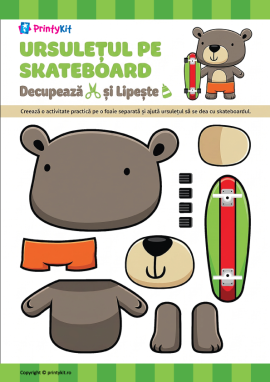 Ursuleț pe skateboard: activitate practică din hârtie, șabloane pentru realizare