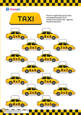 Taxi: antrenament pentru tabla înmulțirii cu numerele 5 – 8