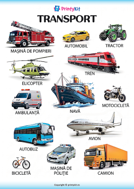 Transport: afiș educativ pentru copii