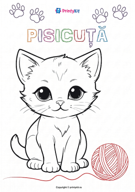 Planșă de colorat „Pisicuță”