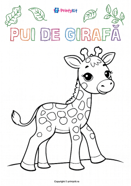 Planșă de colorat „Pui de girafă”