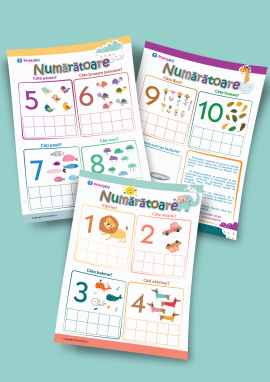 Învățăm să numărăm până la 10 – șabloane pentru activități cu plastilină și materiale mărunte