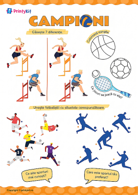Găsește diferențele și identifică umbra: activități interesante despre sport