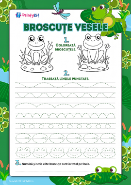 Broscuțe vesele: învățăm să scriem și să numărăm