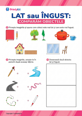 Compararea obiectelor după lățime (preșcolari)