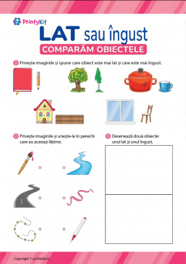 Compararea obiectelor după lățime (preșcolari)