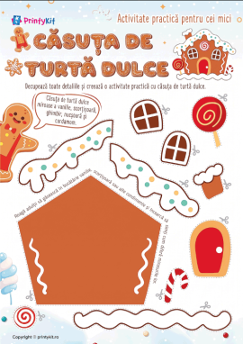 Căsuța de turtă dulce: activitate practică de iarnă din hârtie pentru copii
