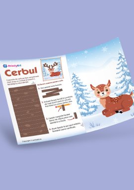 Cerbul: șablon pentru realizare de activitate practică de iarnă din hârtie