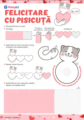 Felicitare de Ziua Îndrăgostiților realizată manual: șablon pentru realizare