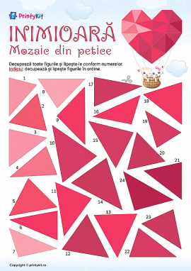 Inimioară: activitate practică de tip mozaic din triunghiuri