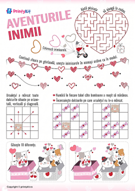 Găsește cele 10 diferențe, labirintul și alte puzzle-uri pentru Ziua Îndrăgostiților