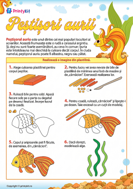 Peștișorii aurii: pictură cu plastilină