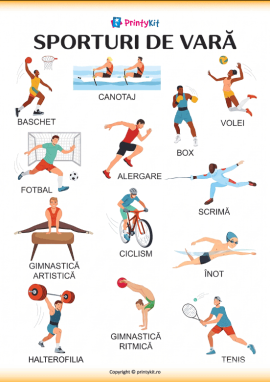 Sporturile de vară – planșă informativă