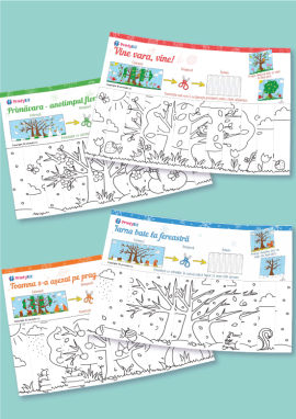 Planșe agamografice de colorat cu anotimpuri pentru copii