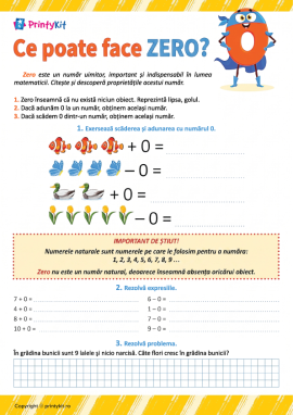 Învățăm să adunăm și să scădem numărul 0