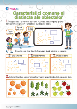 Împărțirea grupurilor de obiecte în subgrupe după o caracteristică comună