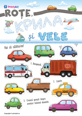 Transport: șabloane și fundaluri pentru activități practice tematice