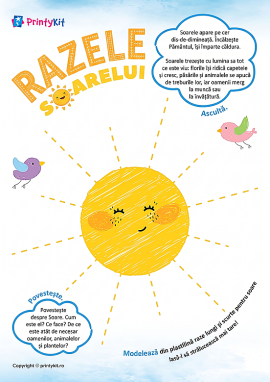 Soarele: șablon pentru activitate practică cu plastilină