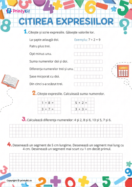 Citirea expresiilor matematice: adunarea și scăderea în limitele 10