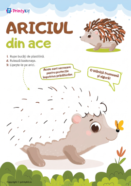 Ariciul: șablon pentru activitate practică cu plastilină