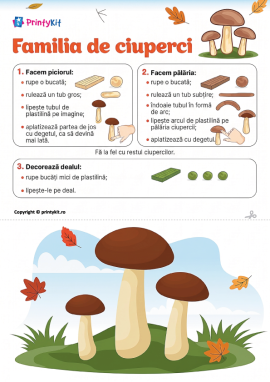 Familia de ciupercuțe - activitate practică cu plastilină pentru copii de la 5 ani