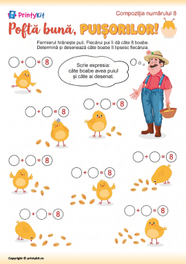 Compoziția numărului 8: exercițiu de matematică pentru preșcolari
