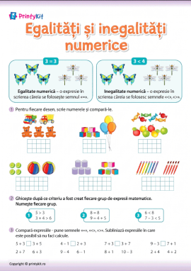 Egalități și inegalități numerice: compararea numerelor și a expresiilor numerice