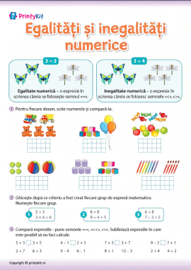Egalități și inegalități numerice: compararea numerelor și a expresiilor numerice