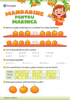 Mandarine pentru Anca: învățăm proprietatea comutativă a adunării