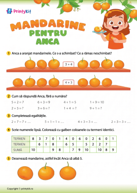 Mandarine pentru Anca: învățăm proprietatea comutativă a adunării