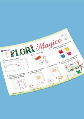 Flori: tehnică neconvențională de pictură cu ață și guașe