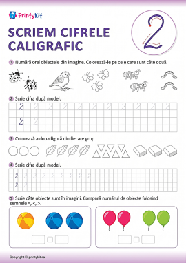 Scriem cifrele caligrafic (cifra 2)