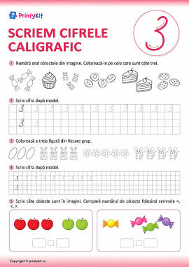 Scriem cifrele caligrafic (cifra 3)