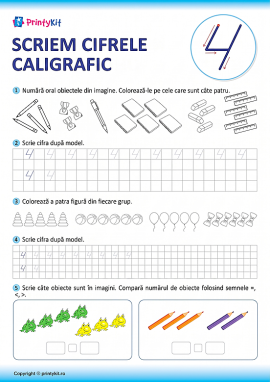 Scriem cifrele caligrafic (cifra 4)