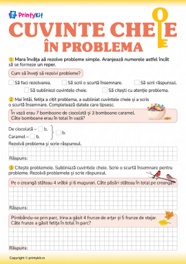 Învățăm să identificăm cuvintele-cheie în problemele de aflare a sumei