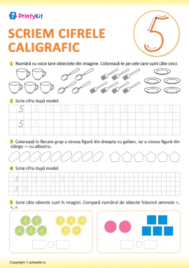 Scriem cifrele caligrafic (cifra 5)