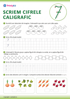 Scriem cifrele caligrafic (cifra 7)